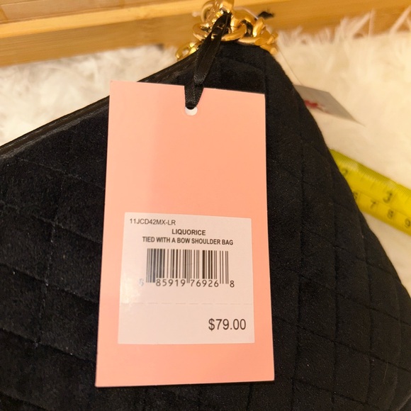Juicy Couture Tied With A Bow Black Shoulder Bag evening bag gold chain NEW - Picture 6 of 9